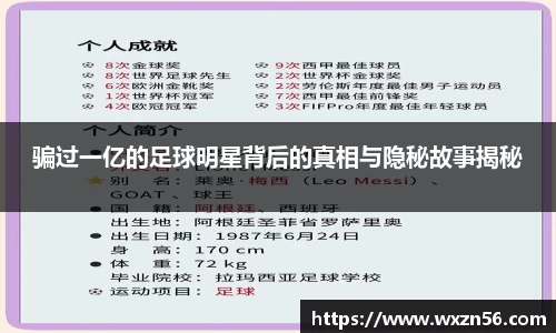 骗过一亿的足球明星背后的真相与隐秘故事揭秘