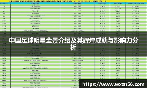 中国足球明星全景介绍及其辉煌成就与影响力分析